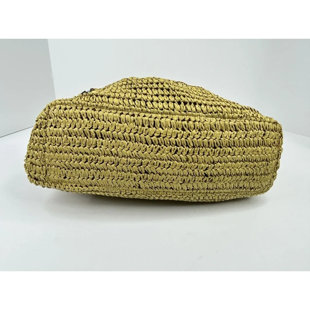St Johns Bay Straw Hobo Shoulder Bag Tan Crochet Beaded Boho Festival‎ Purse